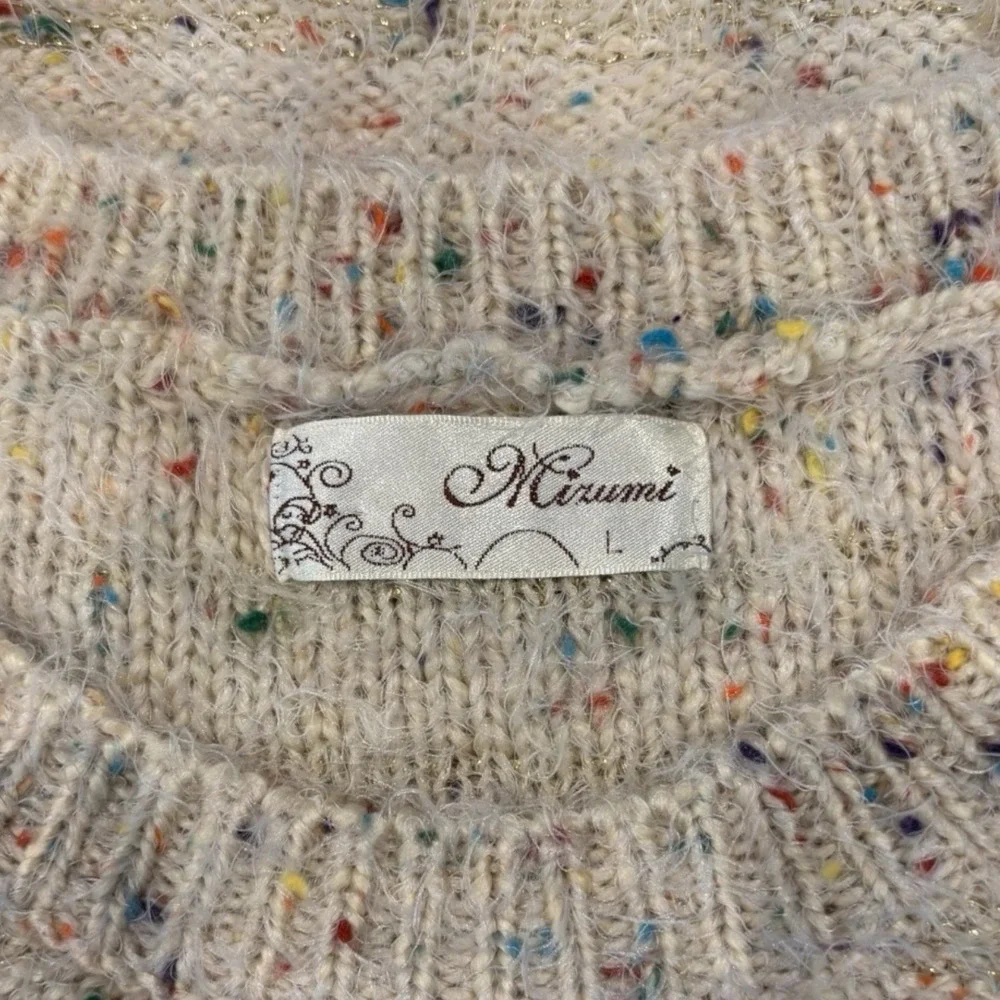 Mirumi Speckled Knit Sweater‎ Cream Confetti Yarn Long Sleeve Women's Large - Picture 3 of 5